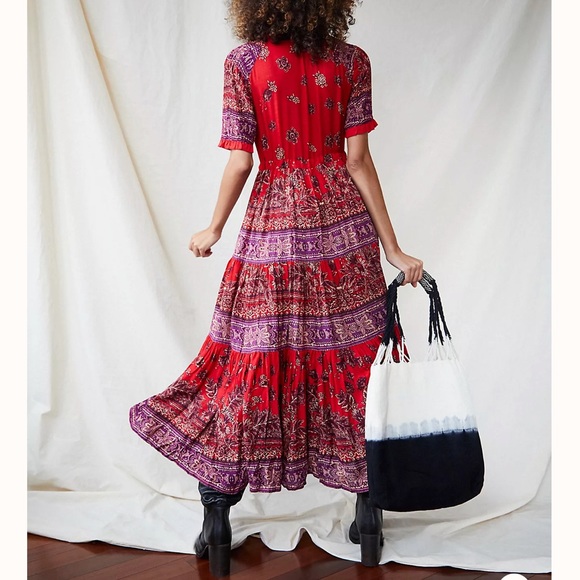 Free People Rare Feeling Border Printed Tiered Maxi Dress *flawed* - Picture 2 of 10